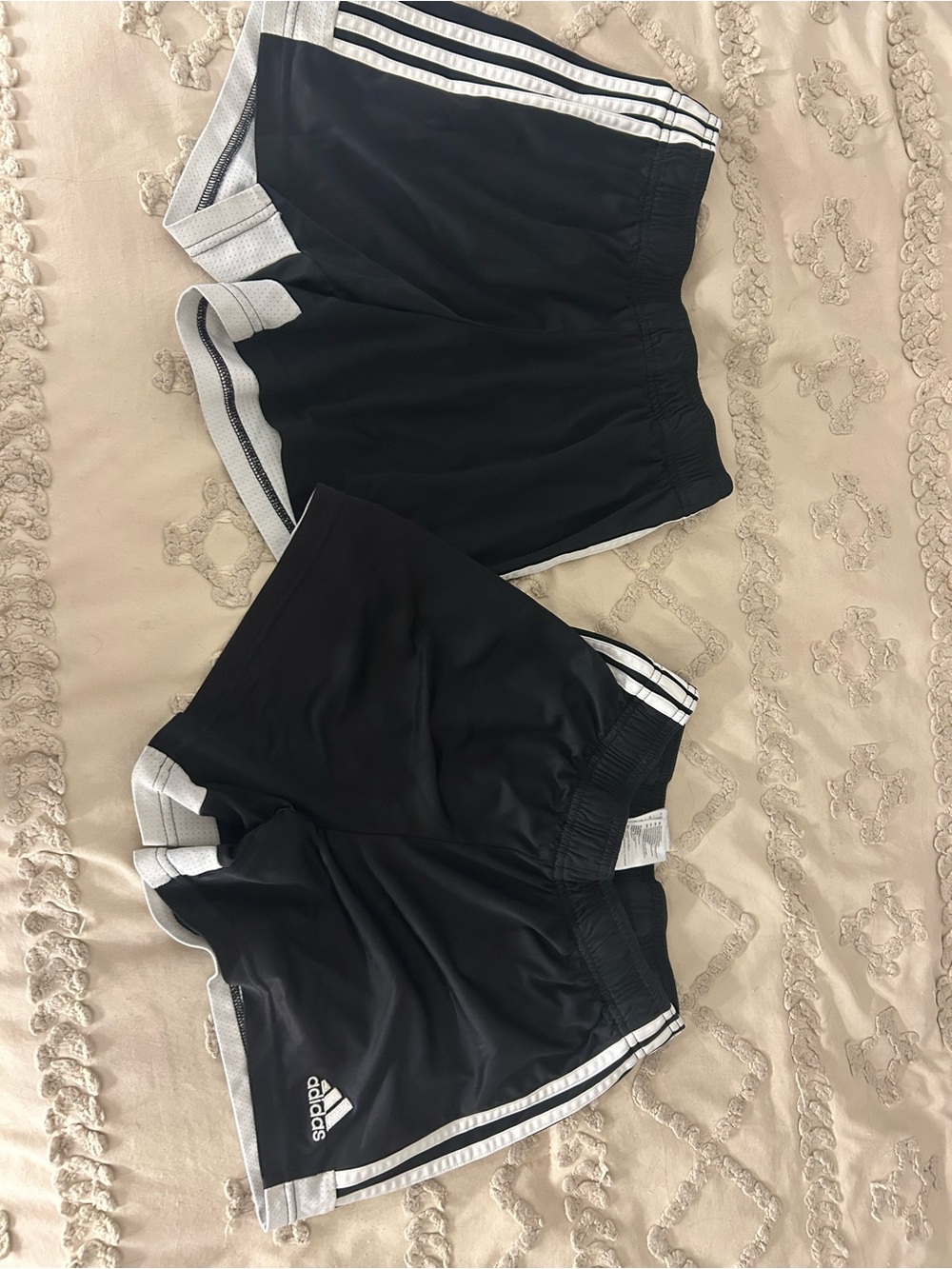 adidas Black Athletic Shorts with White Trim